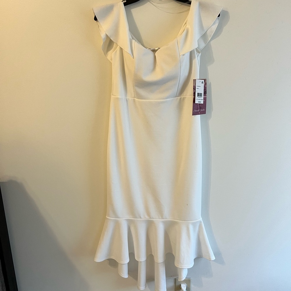 Emerald Sundae Elegant White Ruffle Dress
